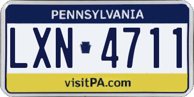 PA license plate LXN4711