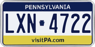 PA license plate LXN4722