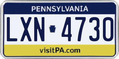 PA license plate LXN4730