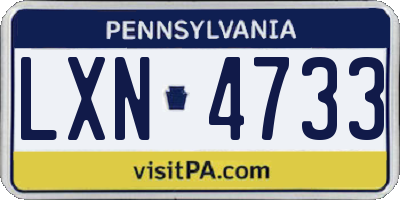 PA license plate LXN4733