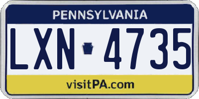 PA license plate LXN4735
