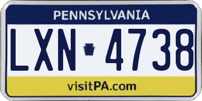 PA license plate LXN4738