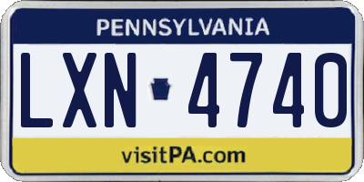 PA license plate LXN4740