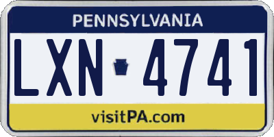 PA license plate LXN4741