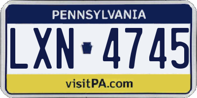 PA license plate LXN4745