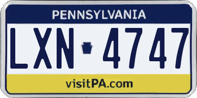 PA license plate LXN4747
