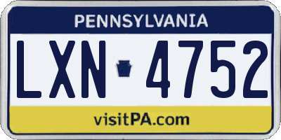 PA license plate LXN4752