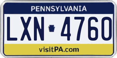 PA license plate LXN4760