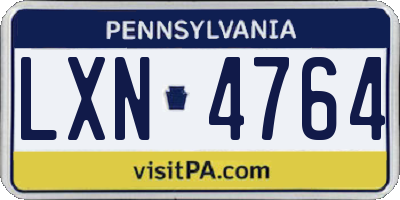PA license plate LXN4764