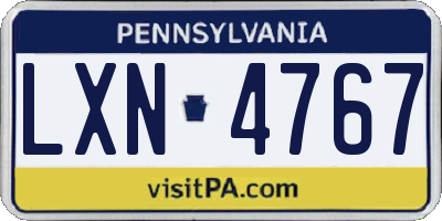 PA license plate LXN4767