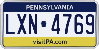 PA license plate LXN4769