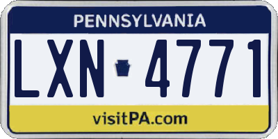 PA license plate LXN4771