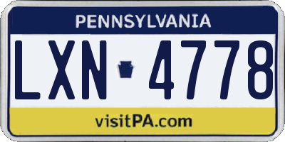 PA license plate LXN4778