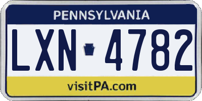 PA license plate LXN4782