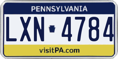 PA license plate LXN4784