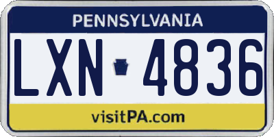 PA license plate LXN4836