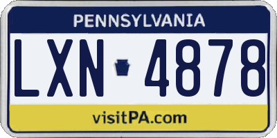 PA license plate LXN4878
