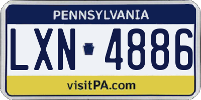 PA license plate LXN4886