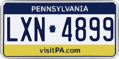 PA license plate LXN4899