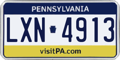 PA license plate LXN4913