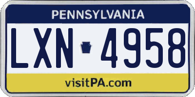 PA license plate LXN4958