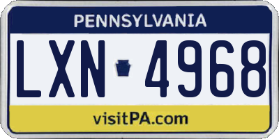 PA license plate LXN4968