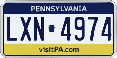 PA license plate LXN4974