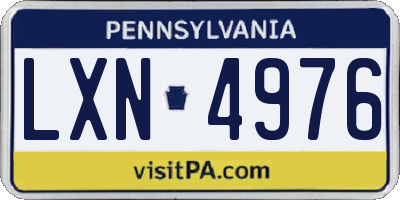 PA license plate LXN4976