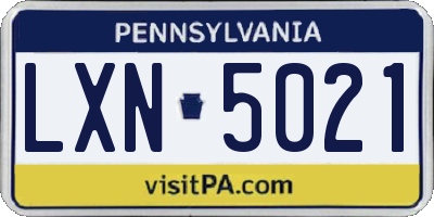PA license plate LXN5021