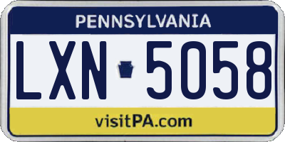 PA license plate LXN5058