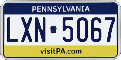 PA license plate LXN5067