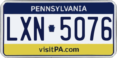 PA license plate LXN5076