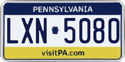 PA license plate LXN5080