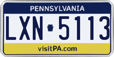 PA license plate LXN5113
