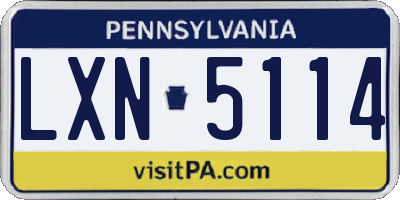 PA license plate LXN5114