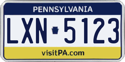 PA license plate LXN5123
