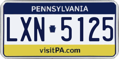 PA license plate LXN5125