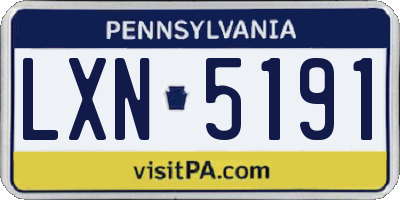 PA license plate LXN5191