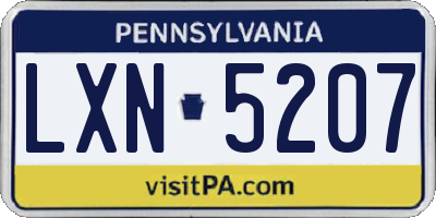 PA license plate LXN5207