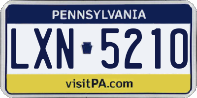 PA license plate LXN5210