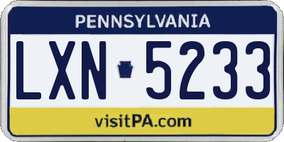 PA license plate LXN5233