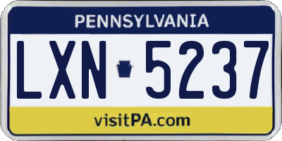 PA license plate LXN5237