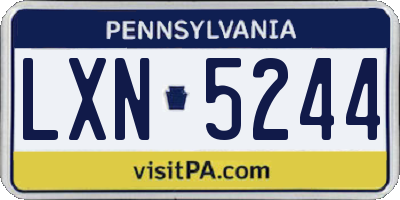 PA license plate LXN5244