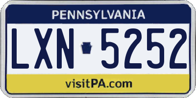 PA license plate LXN5252