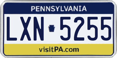 PA license plate LXN5255