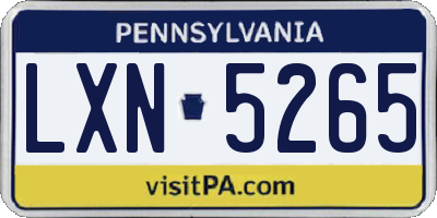 PA license plate LXN5265
