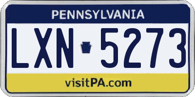 PA license plate LXN5273