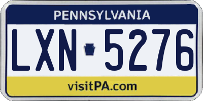 PA license plate LXN5276