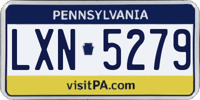 PA license plate LXN5279