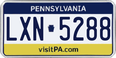 PA license plate LXN5288